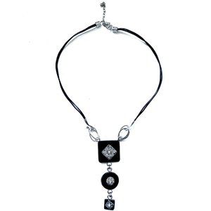 Square Circle Pendant Cord Necklace
